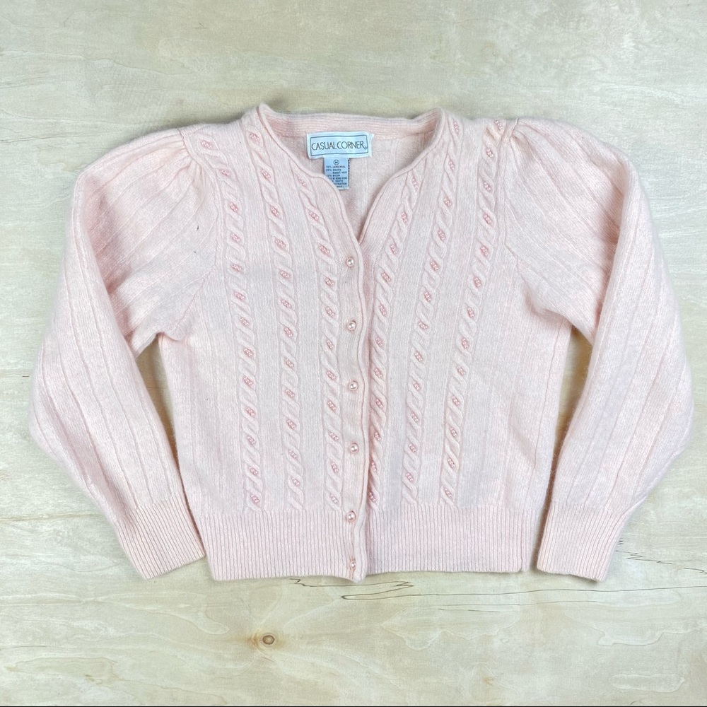 Pink Casual Corner Knitted Button Up Cardigan